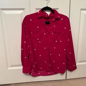 Talbots Heart Chiffon Button Down